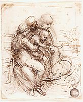 Study of Saint Anne, Mary, the Christ Child and the young Saint John, 1501-1506, vinci