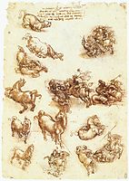 Study sheet with horses, 1513-1515, vinci