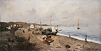Boats and Children on the Beach, 1875, volanakis