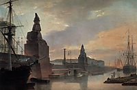 Sphinxes lining a quay in front of St. Petersburg Academy of Arts, 1835, vorobiev