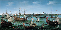 The Arrival at Vlissingen of Frederick V, Elector Palatine, 1632, vroom