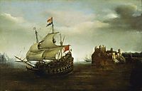 A Castle with a Ship Sailing Nearby, 1626, vroom