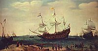 The Departure of the East Indiamen, 1630, vroom