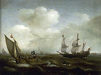A Dutch Ship and a Kaag in a Fresh Breeze, 1630, vroom