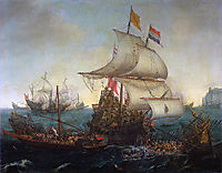 Dutch Ships Ramming Spanish Galleys off the Flemish Coast in October 1602, 1617, vroom
