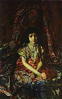 Portrait of a Girl against a Persian Carpet, 1886, vrubel