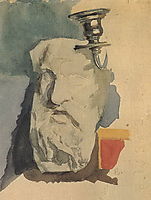 Still Life. Plaster mask, horn of chandelier., 1885, vrubel