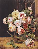 Bouquet of roses at the window , 1832, waldmuller