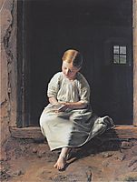 Girl lost in contemplation of an image of the Virgin , 1853, waldmuller