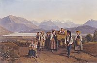 Homecoming from the harvest (On Lake Zug) , 1844, waldmuller