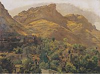 Look to the mountain town of Mola at Taormina , 1844, waldmuller