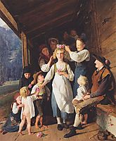 Maid with garland , 1843, waldmuller