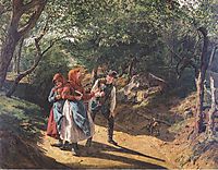Meeting in the woods , 1863, waldmuller