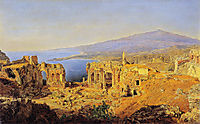 The ruin of the Greek theater in Taormina, Sicily, 1844, waldmuller