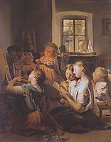 Singing children , 1858, waldmuller