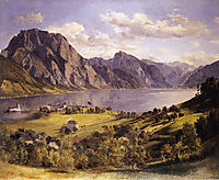 Traunsee with Orth-castle, c.1830, waldmuller