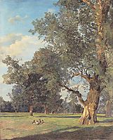Trees in the Prater with seated figures , 1833, waldmuller