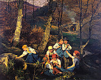 The violets pickers (Early Spring in the Wienerwald), 1858, waldmuller