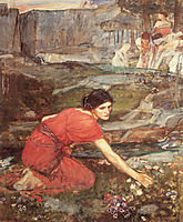 Maidens picking Flowers by a Stream, Study, 1911, waterhouse