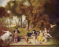 Merry Company in the Open Air, c.1720, watteau