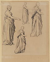 Four studies of a draped female figure, watts