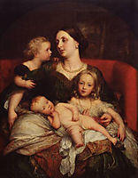 Mrs George Augustus Frederick Cavendish Bentinck and her Children, c.1860, watts