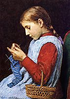 Girl Knitting, weir