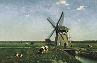 Landscape with windmill near Schiedam, 1873, weissenbruch