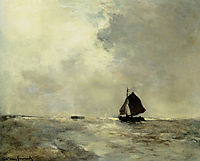 Sailing Boat in Choppy Seas, weissenbruch
