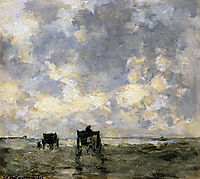 Shell carts on the beach, weissenbruch