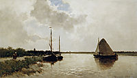 Ships on canal, weissenbruch