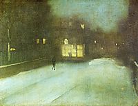 Nocturne in Grey and Gold: Chelsea Snow, 1876, whistler