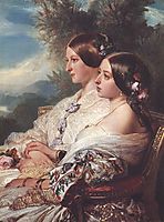The Cousins: Queen Victoria and Victoire, Duchesse de Nemours, 1852, winterhalter