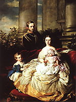 Emperor Frederick III of Germany, King of Prussia with his wife, Empress Victoria, and their children, Prince William and Princess Charlotte, 1862, winterhalter