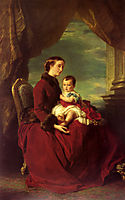 The Empress Eugenie Holding Louis Napoleon, the Prince Imperial, on her Knees, 1857, winterhalter