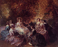 The Empress Eugenie Surrounded by her Ladies in Waiting, 1855, winterhalter