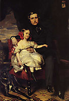 Portrait of the Prince de Wagram and his daughter Malcy Louise Caroline Frederique Napoléon Alexandre Berthier, 1837, winterhalter