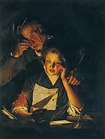 A Girl reading a Letter, with an Old Man reading over her shoulder, c.1770, wright