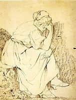 Study of Melancholy Girl, 1775, wright