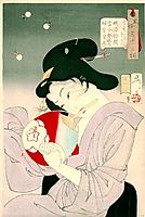 Delighted- The Appearance of a Geisha Today, during the Meiji Era, 1888, yoshitoshi