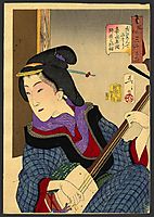 Looking as if she is enjoying herself - a teacher of the Keisei era, 1888, yoshitoshi