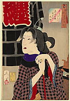 Looking as if somebody is about to arrive - The appearance of a fireman’s wife in the Kaei era, 1888, yoshitoshi