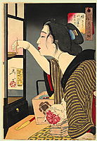 Looking dark - The appearance of a wife during the Meiji era, 1888, yoshitoshi