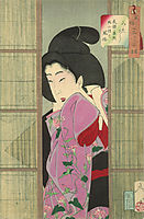 Looking inquisitive - Fuzoku Sanjuniso, 1888, yoshitoshi