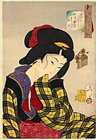 Looking shy - The appearance of a young girl of the Meiji era, 1888, yoshitoshi