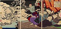 Taira no Kiyomori sees the skulls of his victims, yoshitoshi