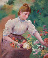 Girl picking flowers, zandomeneghi