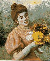 Woman with bouquet, zandomeneghi