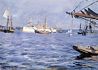 The Battleship baltimore In Stockholm Harbor, 1890, zorn